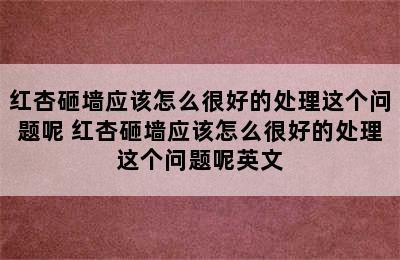 红杏砸墙应该怎么很好的处理这个问题呢 红杏砸墙应该怎么很好的处理这个问题呢英文